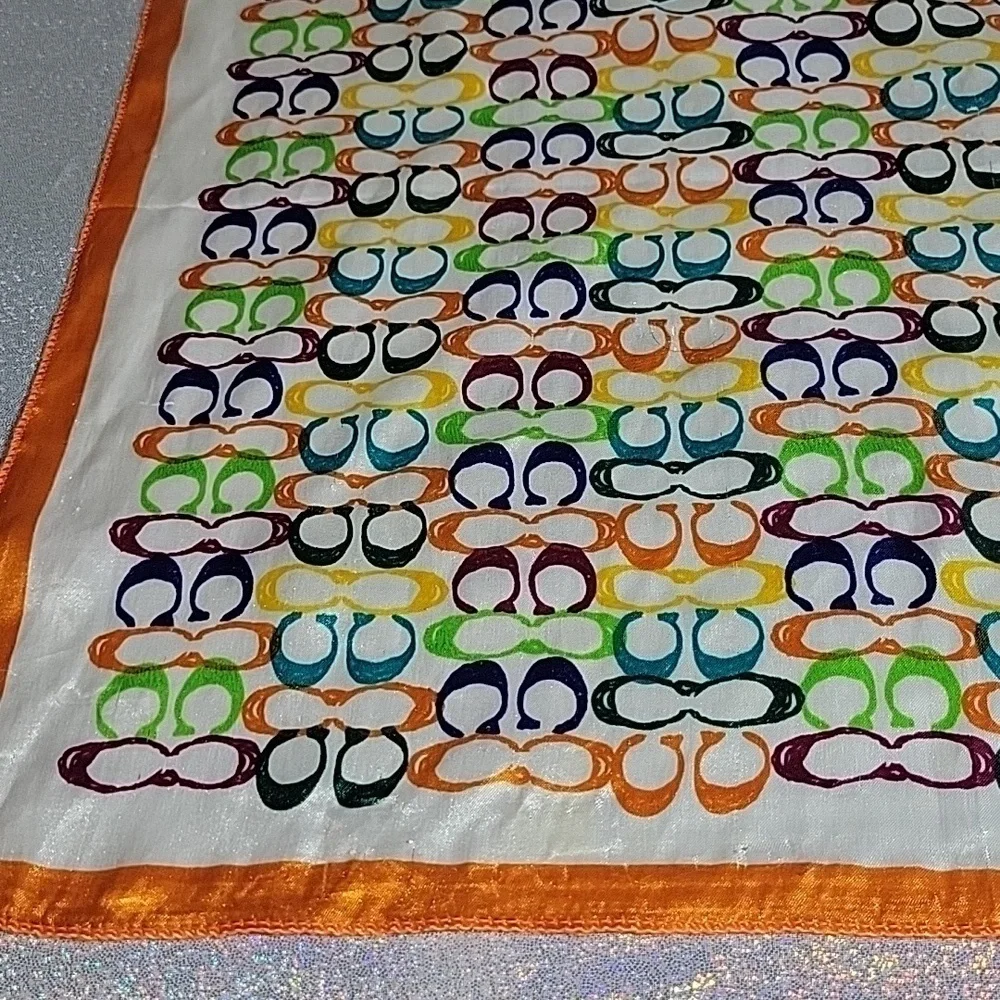 Coach Vintage 100% Silk Monogram Rainbow Cs Hankercheif Bandana Scarf Hair Bow